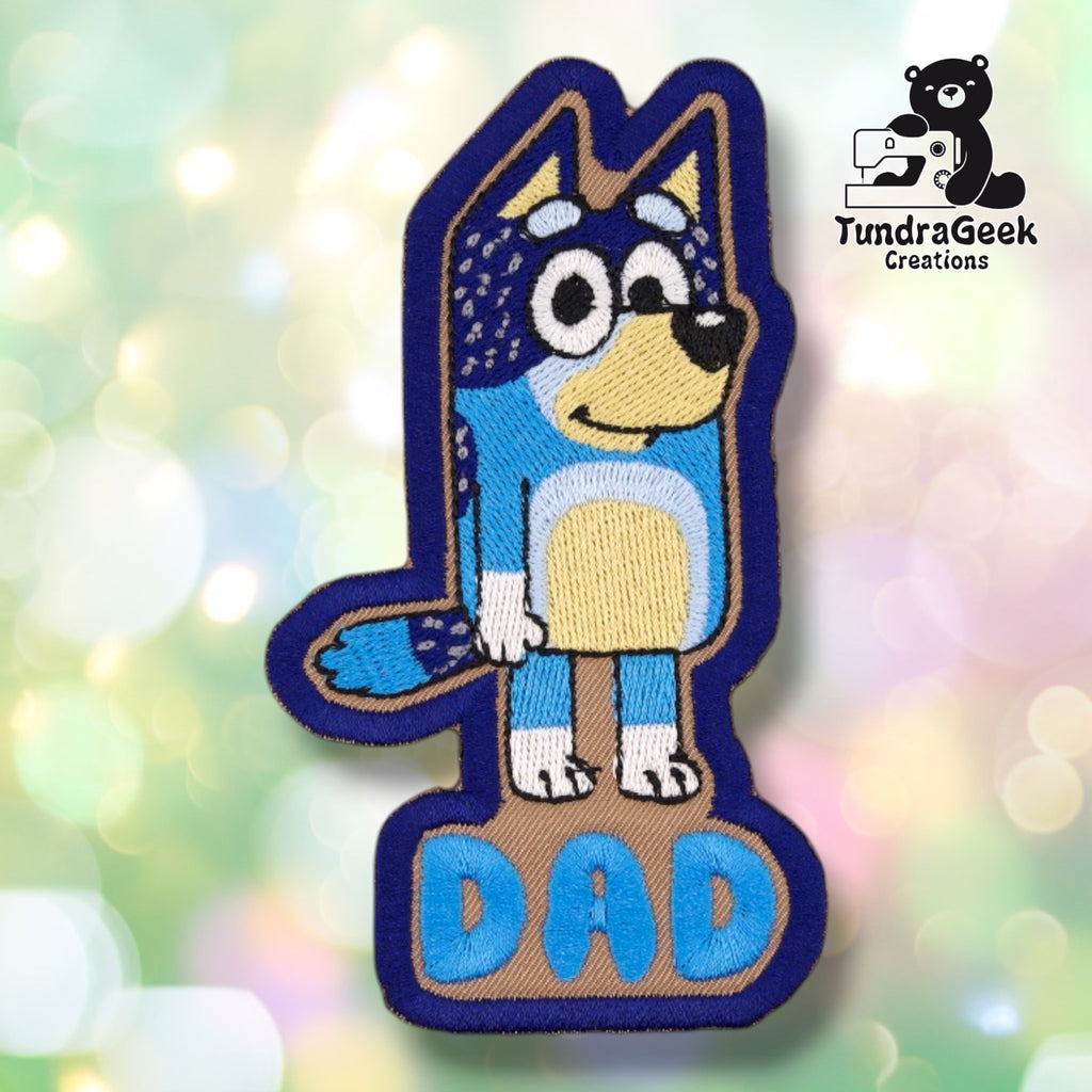 Blue Dog Dad Sew-On Embroidered Patch