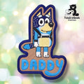 Blue Dog Harnessed "Daddy" Sew-On Embroidered Patch