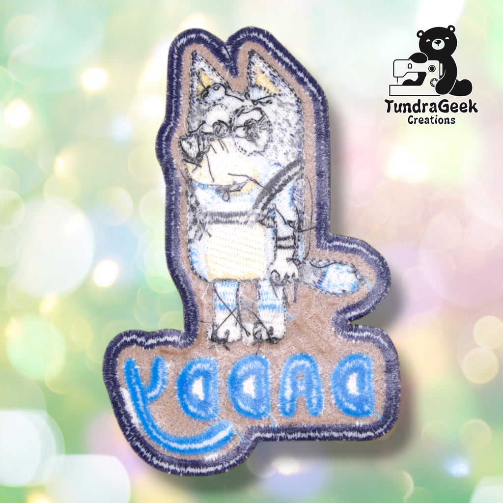 Blue Dog Harnessed "Daddy" Sew-On Embroidered Patch