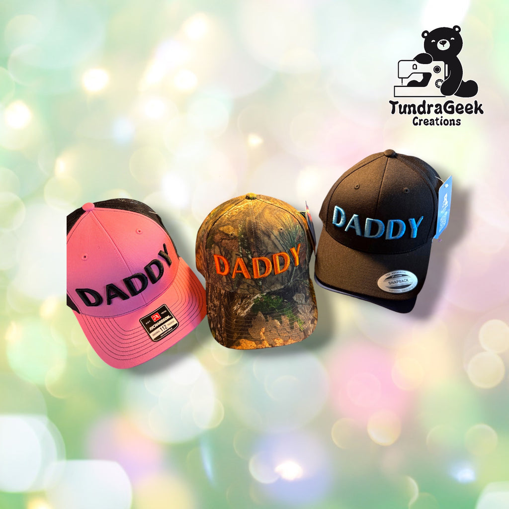 Daddy Caps with 3D embroidered lettering