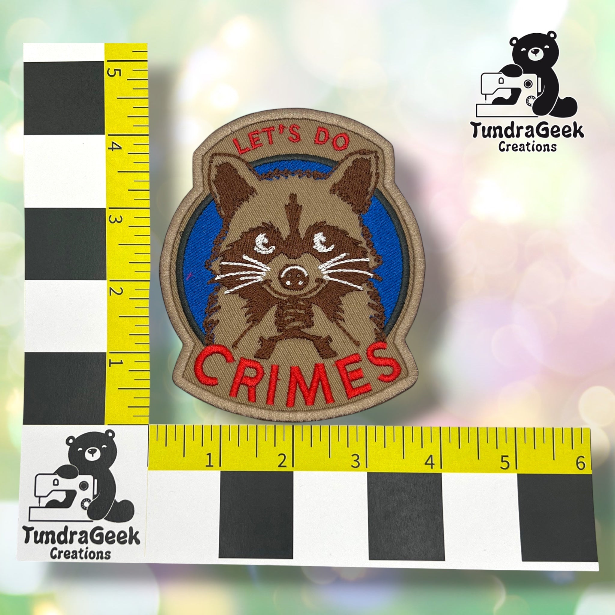 Lets Do Crimes Raccoon Embroidered Sew-On Patch