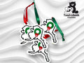 Three Alaska-shaped ornaments with holiday wreaths and green ribbons are displayed on a white textured background. The TundraGeek Creations logo appears in the upper right corner.