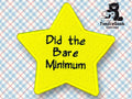 A yellow embroidered star patch reads Did the Bare Minimum on a blue and red plaid background, with a bear and sewing machine logo labeled TundraGeek Creations in the corner.
