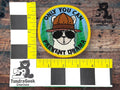 A round embroidered patch with a bear in sunglasses and a ranger hat reads, Only you can prevent drama. A yellow ruler and a TundraGeek Creations logo are also shown.